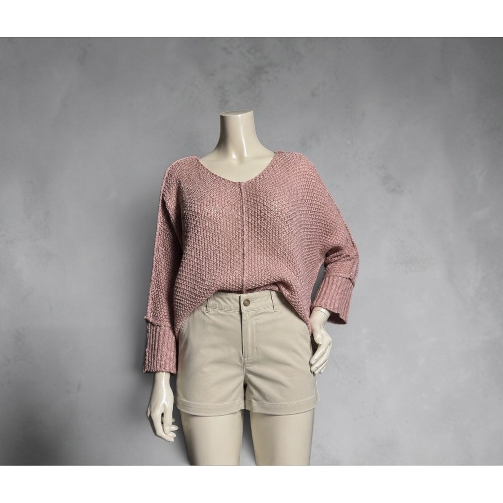 Kayla's Armoire Sweater L Dusty‎ Rose Open Knit Oversized Slouchy Boho Coasta